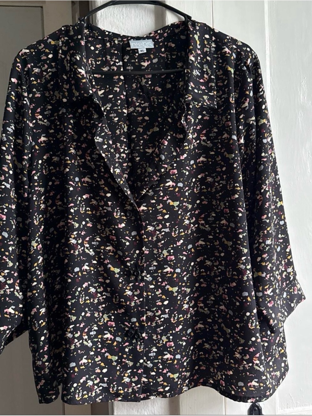 Black Floral Button-Up Blouse